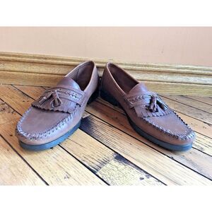 NUNN BUSH Men's Tassel Brown Leather Slip on Loafer Dress Shoes SZ‎ 10M